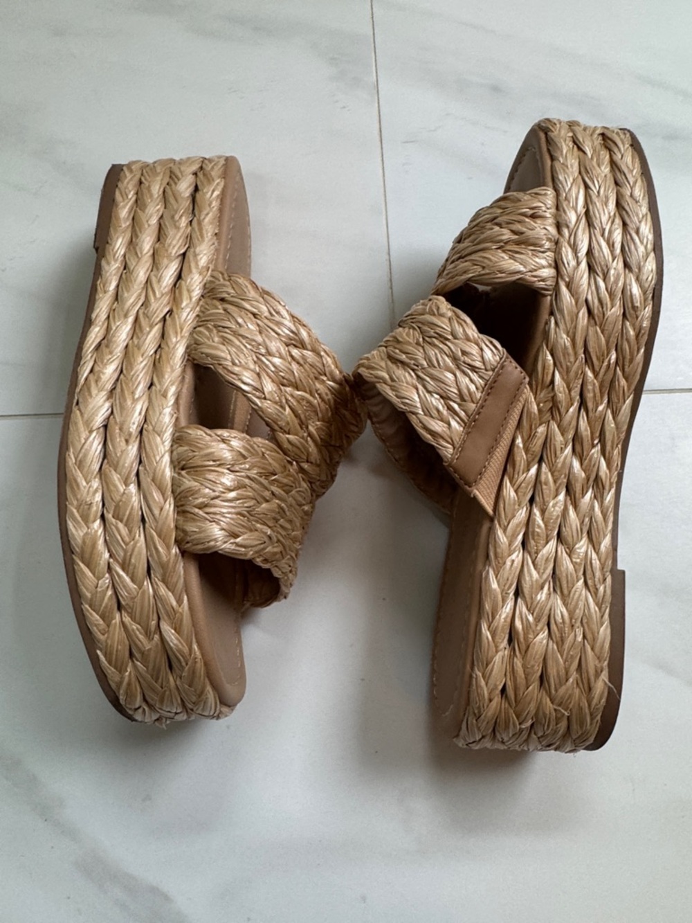 Sun + Stone Tan Braided Platform Slide Sandals - Picture 3 of 3